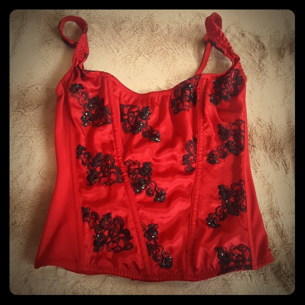 Fredericks of Hollywood satin beaded corset 36